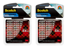 2 PACK Scotch Reusable Tabs-Clear .5" 72/Pkg