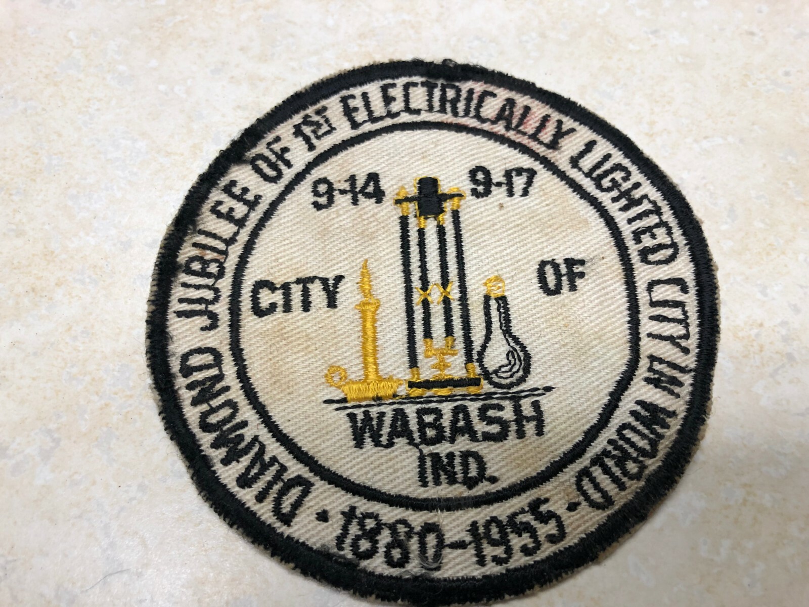 1955 WABASH Indiana Patch Jubilee Of 1st Electric Lighted City