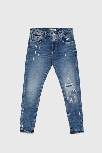 New Zara Men's Ripped Skinny Jeans 30 34 36 5862/340 Blue denim shirt  jacket | eBay