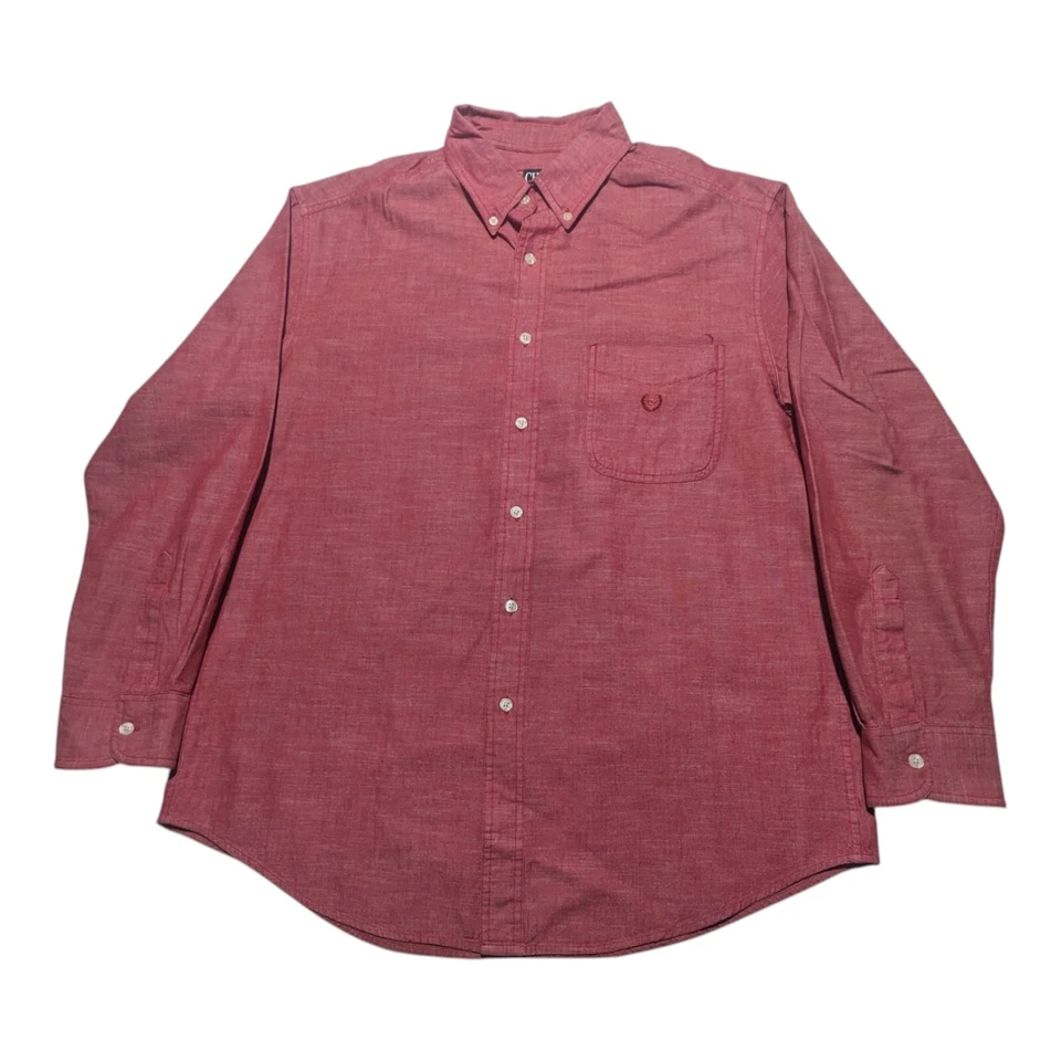 Chaps Ralph Lauren Shirt Mens L Button Down Heather Red Denim Chambray EUC - Image 2 of 4