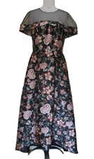 SACHIN + BABI Regina Dress Size 10 Women Black Floral Print Hi Low Gown NWT