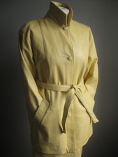 Vintage Yellow Leather Suit Jacket Coat Skirt 14 12 Modas Spain Minorca Quality
