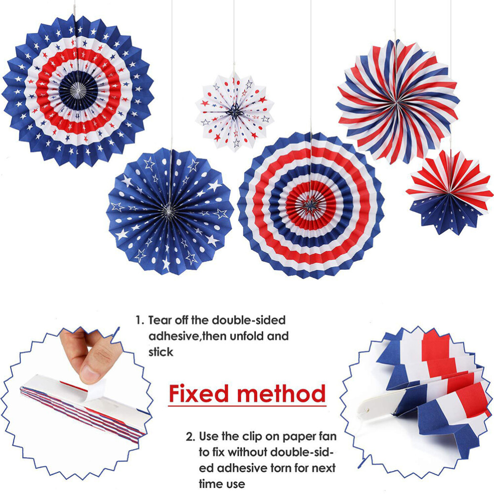 Patriotic Party Decor Set 12 American Flag Paper Fans eBay