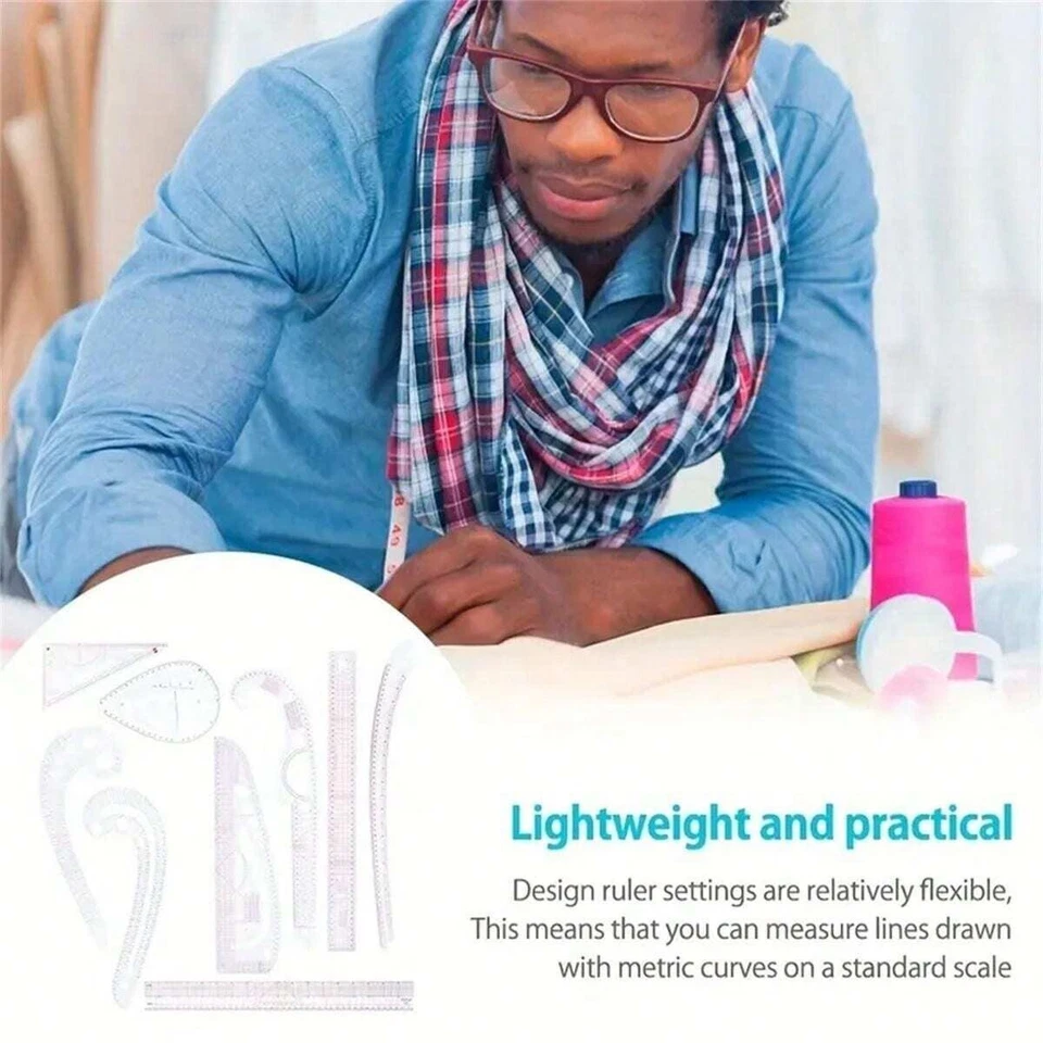 Conjunto de régua métrica curva francesa medida de costura régua de costura modelo de alfaiate - Imagem 3 de 4