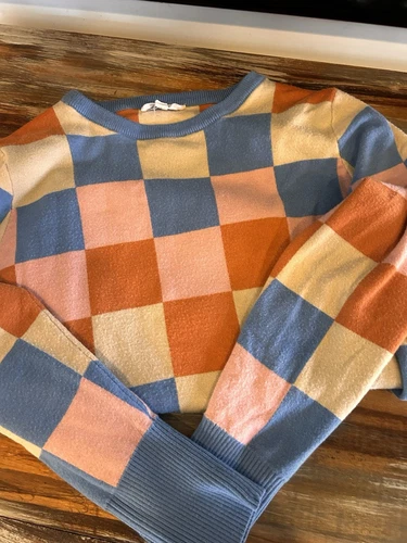 THML Anthropologie Sweater Women M Pastel Block Print