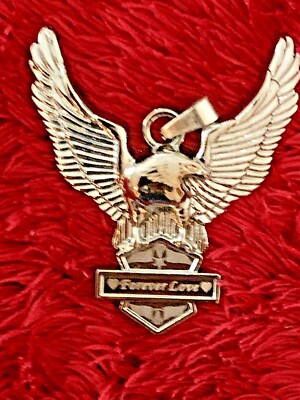 STAINLESS STEEL '' FOR EVER LOVE ''  FLYING EAGEL MEDALLION