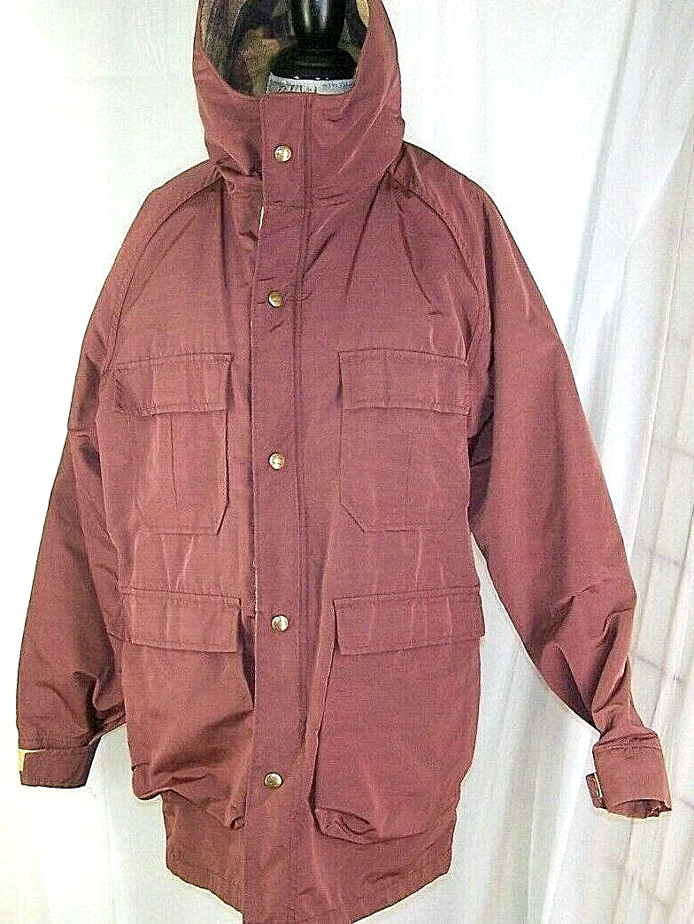Woolrich Jacket Wool Coat Lined Size Men's Medium Plaid Lining Hooded Raincoat
