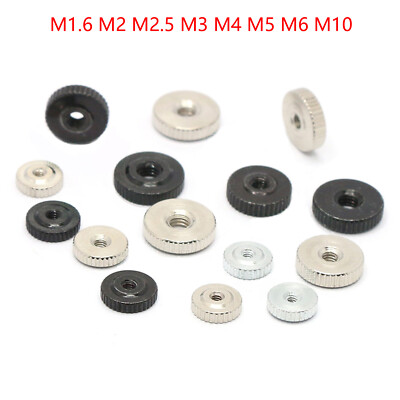 Knurled Thumb Nuts M1.6 M2 to M10 Nickel/Black Zinc Round Hand Grip Knobs Nuts