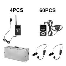 Retekess Wireless Tour Guide System 4 Transmitters 60 Receivers Carry Case 2 Mic