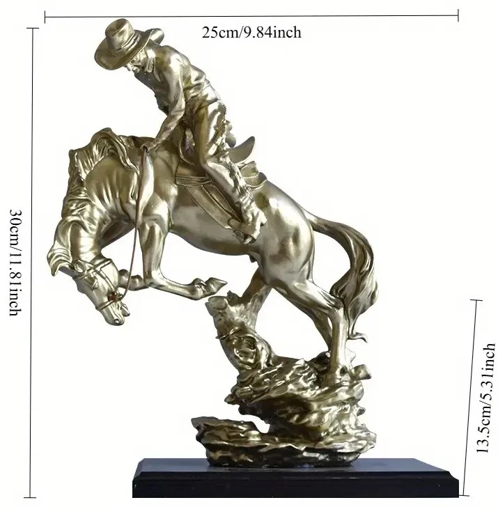 NUEVO 12" Golden Rodeo Cowboy Rides A Wild Horse. Estatuilla de resina estatua 12x10x5 Foto 4 de 4