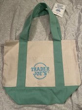 Trader Joe's Mini Pastel Canvas Tote Bag Limited Sold Out "Mint Green" NEW