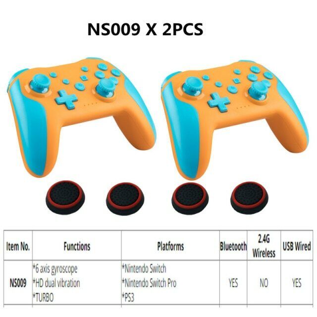 2PCS Bluetooth 2.4G Wireless Controller For Nintendo Switch Pro PC