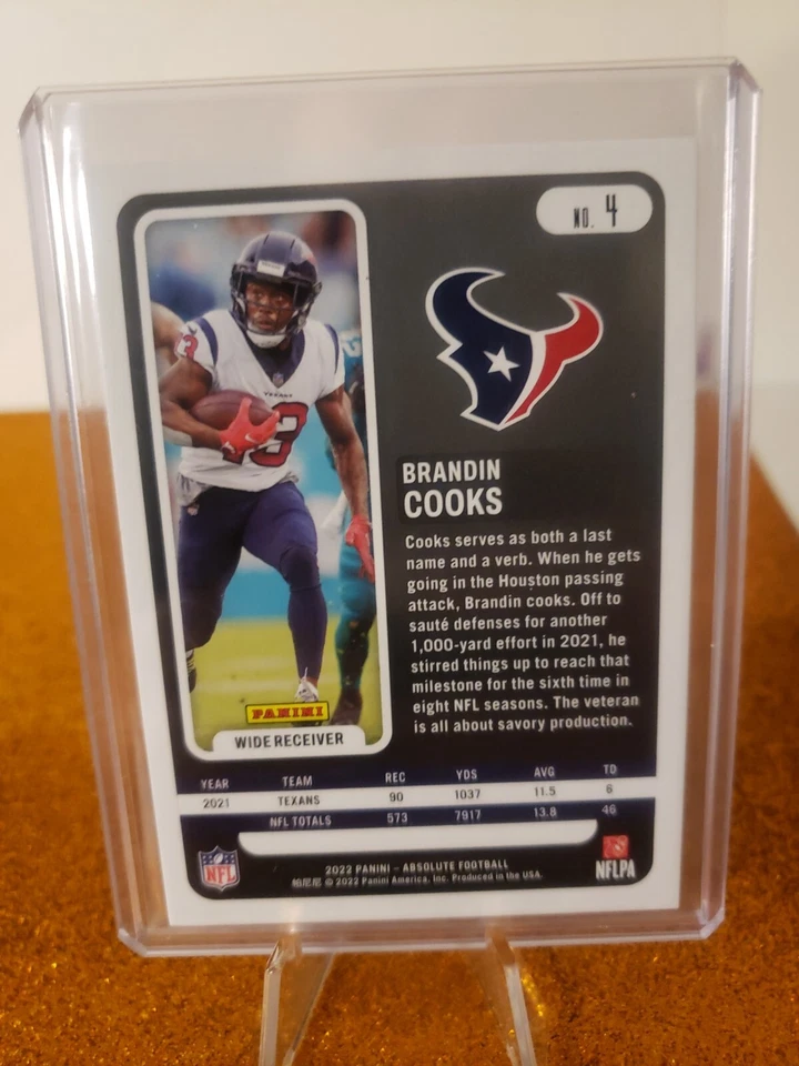 2022 Panini Absolute Football Brandin Cooks #4 Orange Parallel /75 - Image 2 of 2