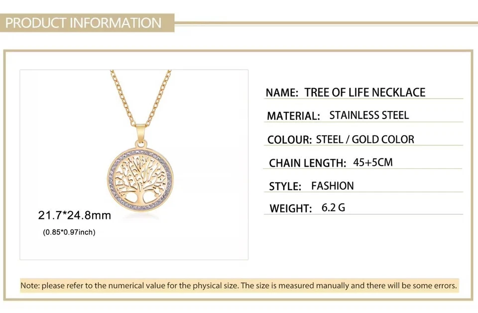 Lebensbaum Halskette Gold Silber Edelstahl Kette Baum des Lebens Anhänger Damen - Bild 4 von 4