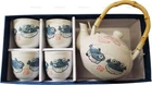 Japanese White Porcelain Tea Set Blowfish