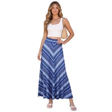 Westport Blue Chevron Print Maxi Skirt Pull On Boho Coastal Size Large