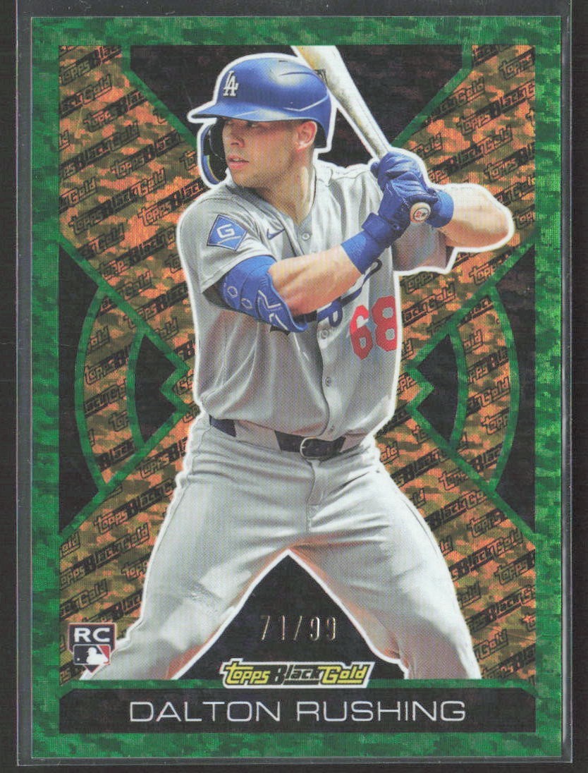 2025 Topps Update #BG-4 Dalton Rushing Rookie Black Gold Green Foil /99 Dodgers