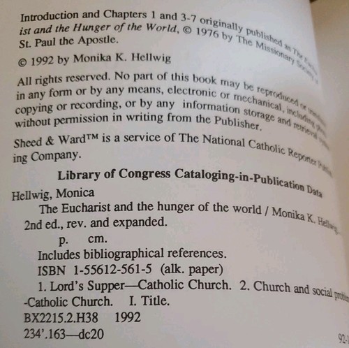 Eucharist and the Hunger of the World by Monika K. Hellwig (1992, Trade... - Picture 5 of 5