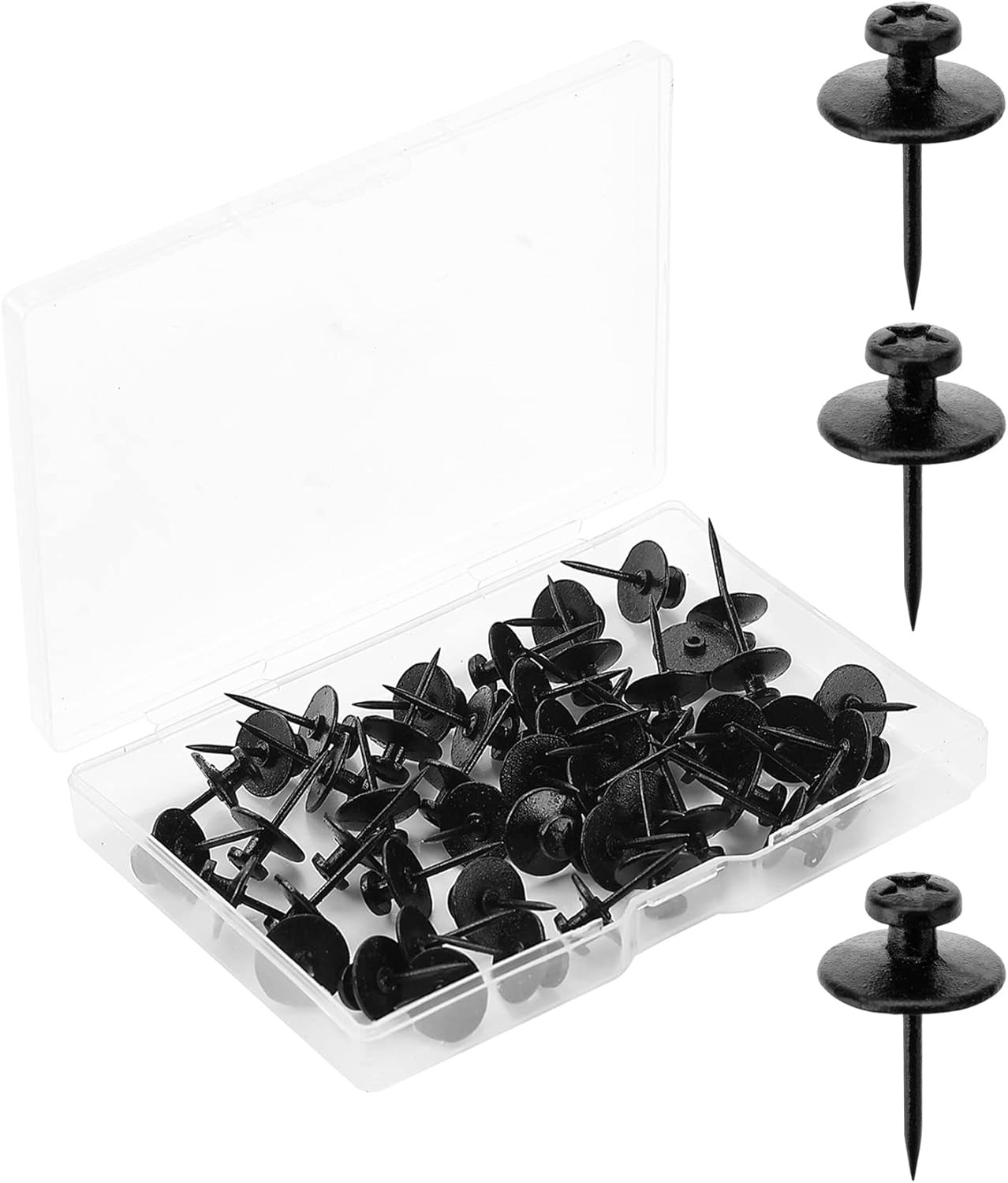 - Double Headed Picture Hanging Nails, 50 Pack, Black, Push Pins for Wall