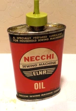 Vintage NECCHI Sewing Machine OIL. 3 oz. Can. Empty. Nice condition