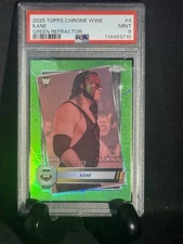 2025 Topps Chrome WWE Kane Green Refractor #4 PSA  Mint 9 28/99 POP1