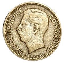 1930 Romania 10 Lei Old Paris Mint XF Coin KM 49 Carol Karl II
