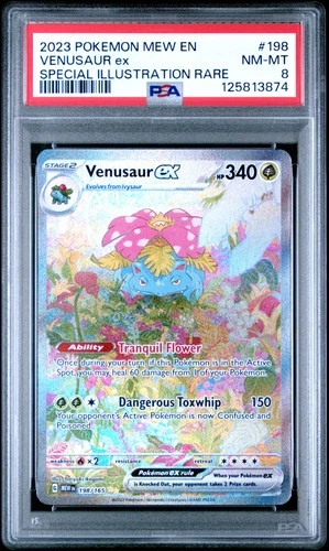 2023 POKEMON MEW EN-151 SPECIAL ILLUSTRATION RARE #198 VENUSAUR EX PSA 8