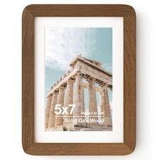 5x7 Solid Oak Wood Photo Frame  5x7 Picture Frame With Mat For 4x6  Plexigl...