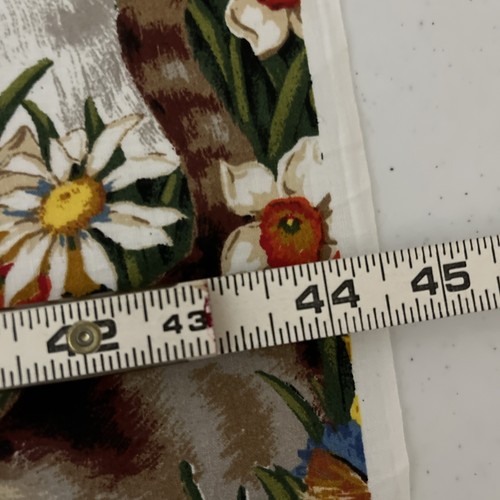 Cat Fabric Daisy Kingdom Paws In Flower 1998 USA Whimsy Floral 44 Inch 1.3 Yards - Picture 13 of 17
