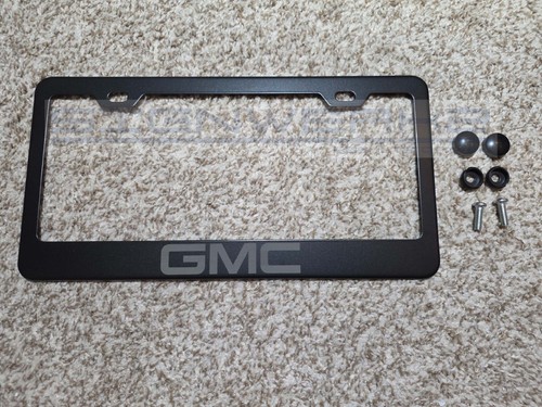 GMC Laser Engraved Black Stainless Steel License Plate Frame