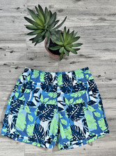Columbia PFG Mens Swim Trunks Medium Tropical Floral Green Blue GUC