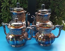 VINTAGE MERIDEN B. COMPANY FOUR PIECE SILVERPLATE TEA SET/MADE IN USA