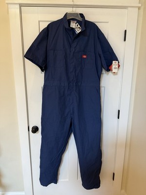 VTG Dickies Single Stitch Jumpsuit 50Reg Blue Short Sleeve Coveralls NWT