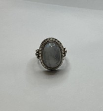 Vintage 925 Sterling Silver Oval Rainbow Moonstone Ring