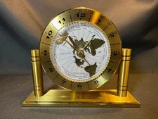 2001 Conoco Learning is Timeless Brass Desk Clock - Rotating Face - Works