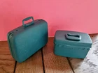 Vintage Barbie Sized 2 Piece Teal Luggage