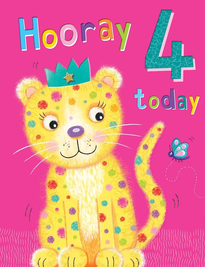 Age 4 Girls Birthday Card. 4th Birthday. 19x13cm