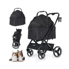 X3 2 in 1 Pet Stroller for Medium or Two Small Dogs & Cats 4 Wheels Lightweig...