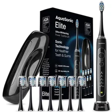 AquaSonic - Elite - Ultra-Whitening Rechargeable Toothbrush - Black