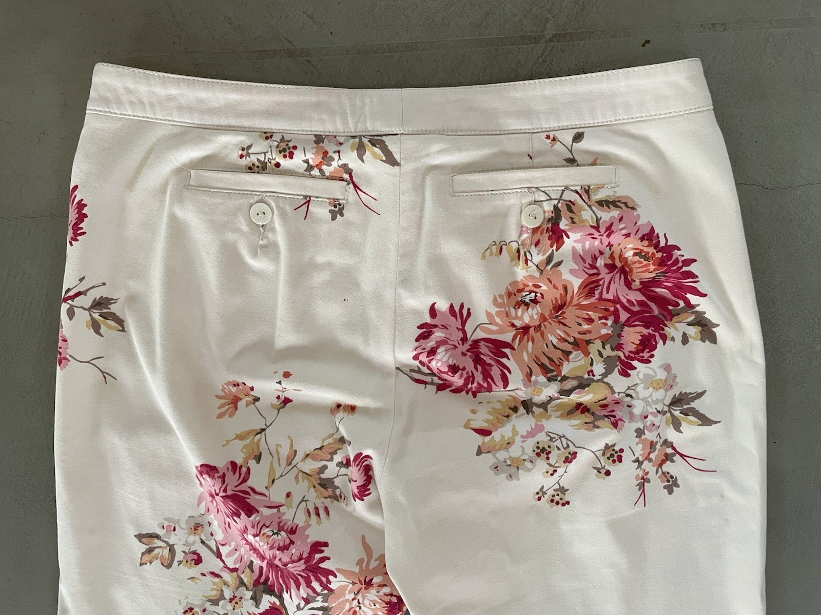 Worth New York Floral Print Pants AOP White Pink Made in USA Women's Size 6