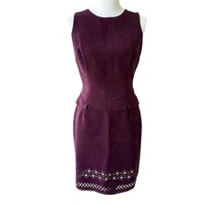 CACHE Plum Two Piece Top Skirt Suit Cutout Set Size 6 Vintage Y2k 90 s Office