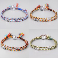 Tibetan Buddhist Lucky Woven Amulet Bracelet Women Men 2 Layers Cord Rope Bangle