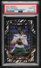 2021 Panini Select Club Level Zebra Prizm Die-Cut Zach Wilson PSA 10 GEM MT 4x4