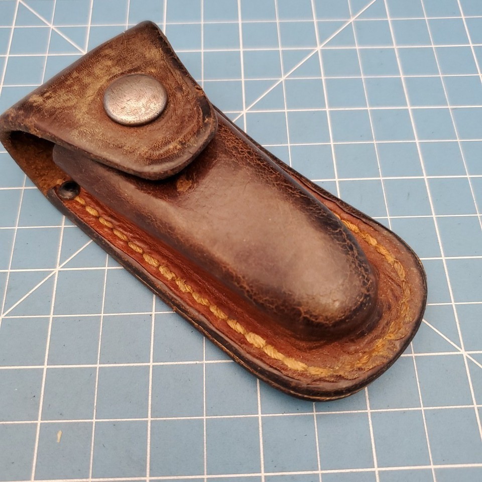 Vintage Schrade Leather Pocket Knife Sheath Brown Tool Pouch EDC 4.5x3.5
