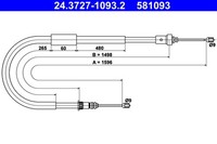 Bremsseil Seilzug Feststellbremse ATE 24.3727-1093.2 FüR CR0 Clio Renault BR0 3