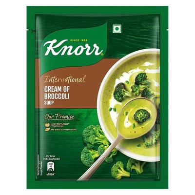 Knorr Cream Of Brocolli Vegetarian Soup With Real Vegetables 50gm (Pack of 10)