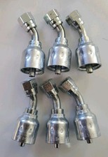 6 Parker 13743-4-4 Female JIC 37  - Swivel 45  Elbow Hydraulic Short Drop LOT