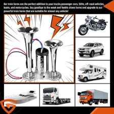 12V Super Loud Dual Trumpet Train Air Horn 600DB 12V Dual Trumpets Super Loud