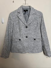 Talbots Petites Gray Metallic Tweed Blazer Jacket Size 10P