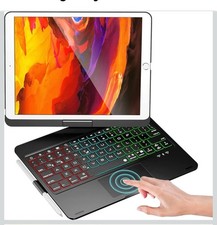 iPad 9th Gen Case with Keyboard, 360° Rotatable Backlit Touchpad & Pencil Holder